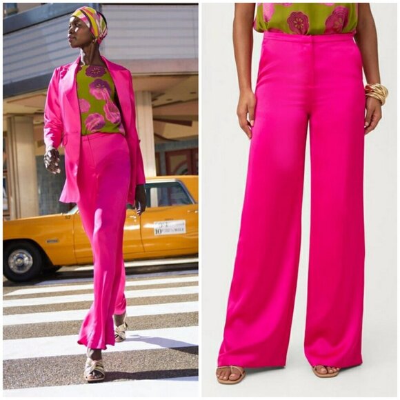 💕TRINA TURK💕 Nolita Pant ~ Silverlake Satin Trina Pink 8 NWT - Picture 1 of 12